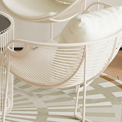 Contemporary Scandinavian Scalloped Iron Frame Hollow Dining Chair Backrest For Dining Room