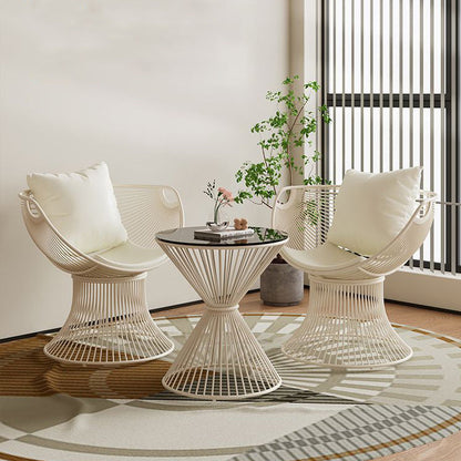 Contemporary Scandinavian Scalloped Iron Frame Hollow Dining Chair Backrest For Dining Room