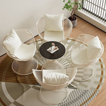 Contemporary Scandinavian Scalloped Iron Frame Hollow Dining Chair Backrest For Dining Room