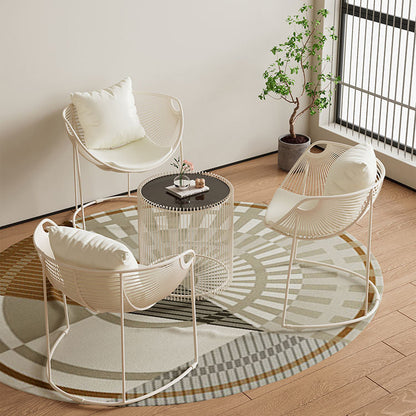 Contemporary Scandinavian Scalloped Iron Frame Hollow Dining Chair Backrest For Dining Room