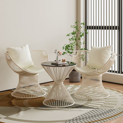 Contemporary Scandinavian Scalloped Iron Frame Hollow Dining Chair Backrest For Dining Room