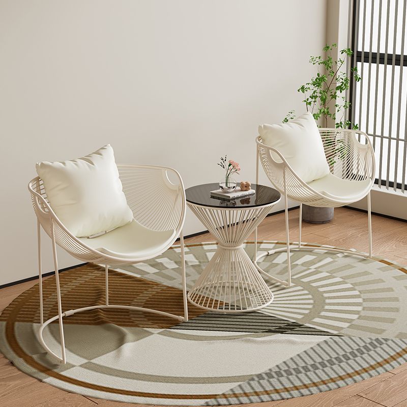 Contemporary Scandinavian Scalloped Iron Frame Hollow Dining Chair Backrest For Dining Room