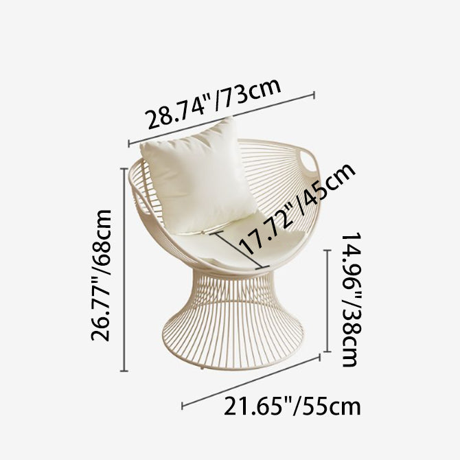 Contemporary Scandinavian Scalloped Iron Frame Hollow Dining Chair Backrest For Dining Room