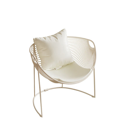 Contemporary Scandinavian Scalloped Iron Frame Hollow Dining Chair Backrest For Dining Room