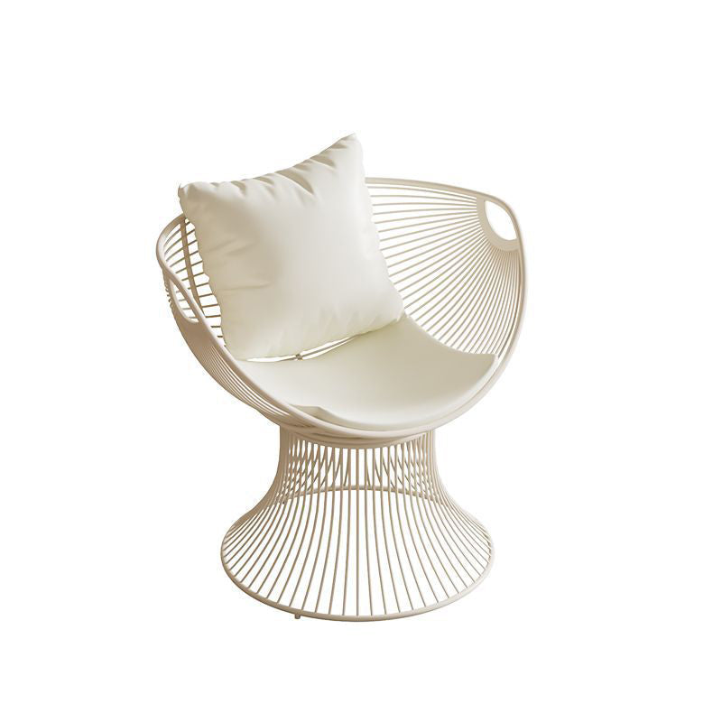 Contemporary Scandinavian Scalloped Iron Frame Hollow Dining Chair Backrest For Dining Room