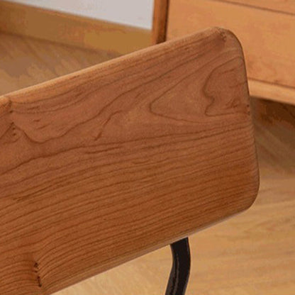 Traditional Japanese Square Solid Wood Frame Dining Chair Open Back Footrest For Dining Room