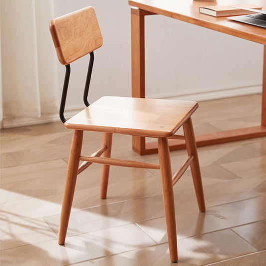 Traditional Japanese Square Solid Wood Frame Dining Chair Open Back Footrest For Dining Room