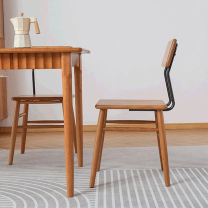 Traditional Japanese Square Solid Wood Frame Dining Chair Open Back Footrest For Dining Room