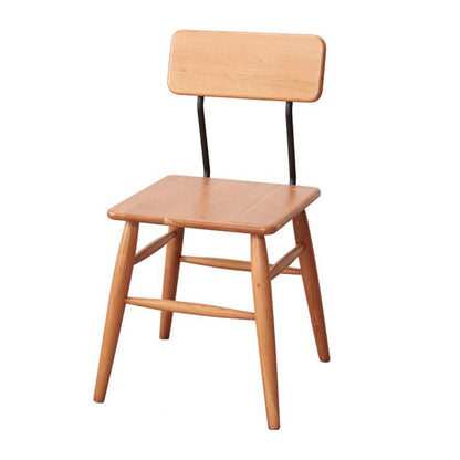 Traditional Japanese Square Solid Wood Frame Dining Chair Open Back Footrest For Dining Room