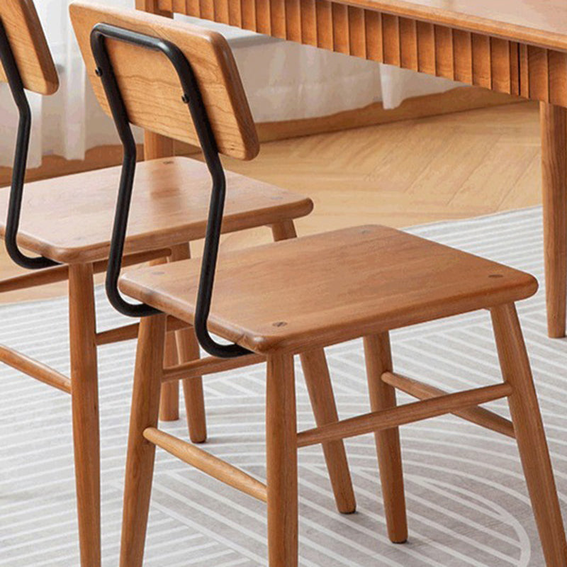 Traditional Japanese Square Solid Wood Frame Dining Chair Open Back Footrest For Dining Room