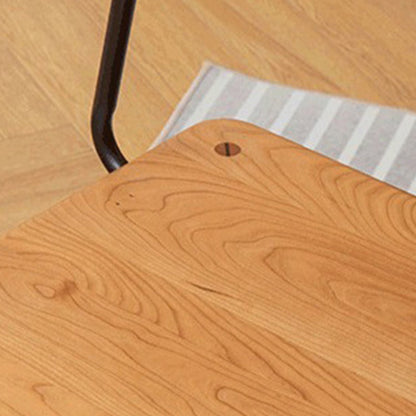 Traditional Japanese Square Solid Wood Frame Dining Chair Open Back Footrest For Dining Room