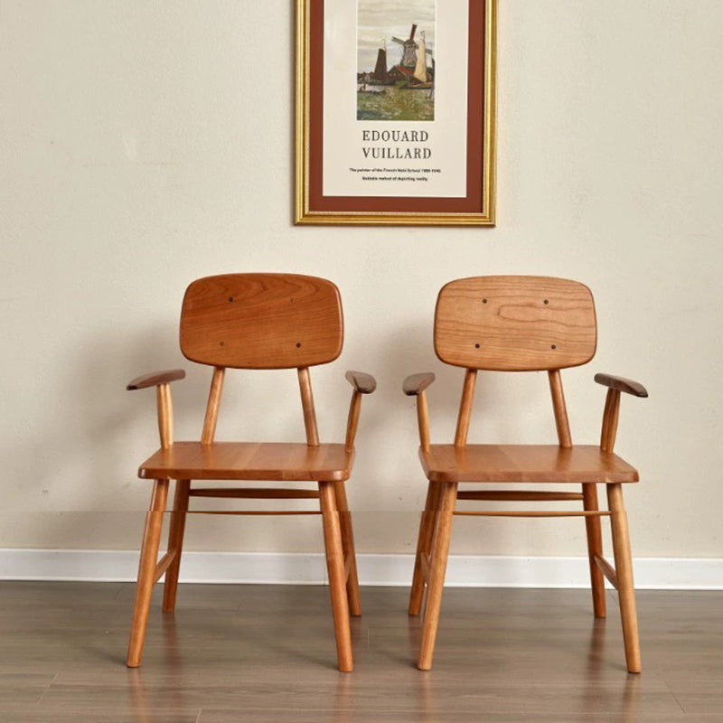 Traditional Japanese Square Solid Wood Dining Chair Armrest Footrest For Dining Room