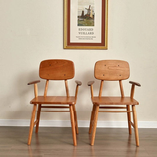 Traditional Japanese Square Solid Wood Dining Chair Armrest Footrest For Dining Room