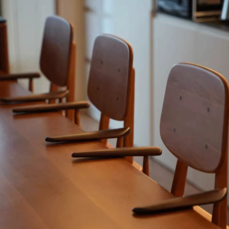 Traditional Japanese Square Solid Wood Dining Chair Armrest Footrest For Dining Room