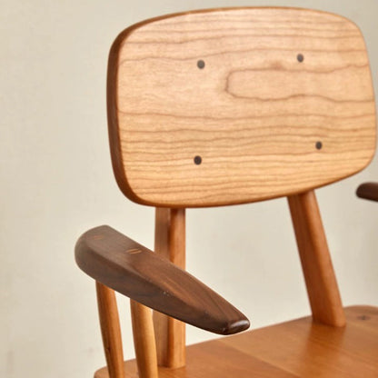 Traditional Japanese Square Solid Wood Dining Chair Armrest Footrest For Dining Room