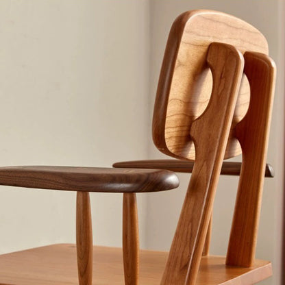 Traditional Japanese Square Solid Wood Dining Chair Armrest Footrest For Dining Room