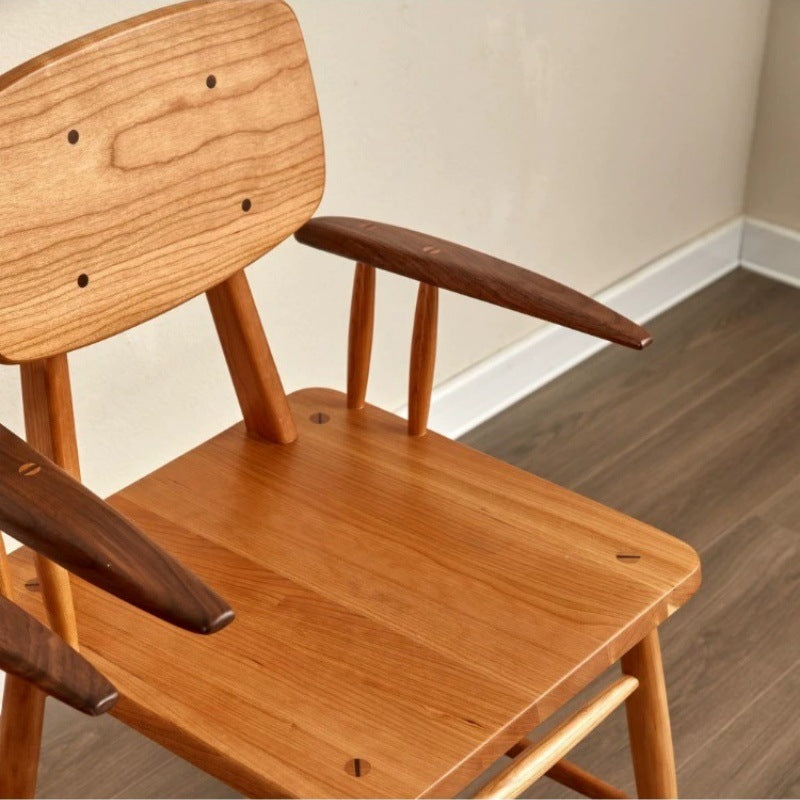 Traditional Japanese Square Solid Wood Dining Chair Armrest Footrest For Dining Room