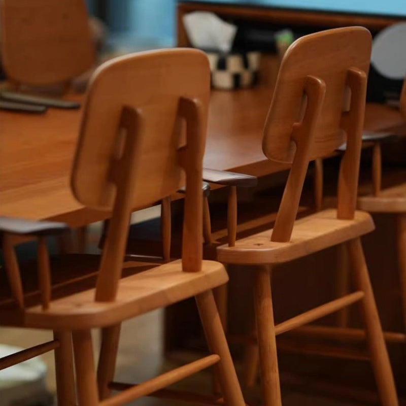 Traditional Japanese Square Solid Wood Dining Chair Armrest Footrest For Dining Room