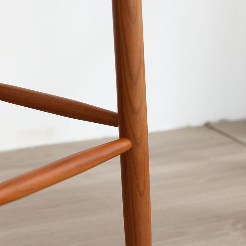 Traditional Japanese Square Braided Rope Seat Solid Wood Dining Chair Footrest For Dining Room