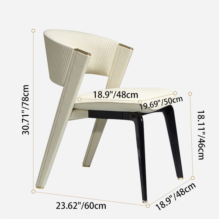 Modern Luxury Square Microfiber Leather Metal Frame Dining Chair Arc Back For Dining Room