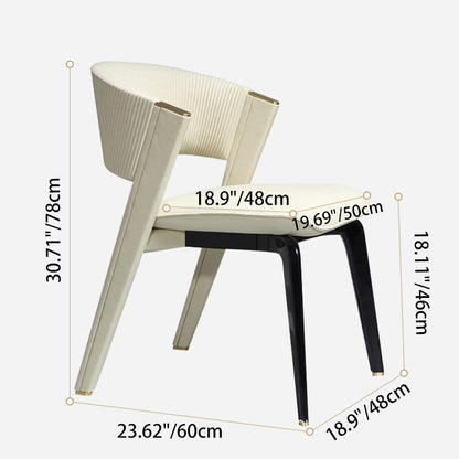 Modern Luxury Square Microfiber Leather Metal Frame Dining Chair Arc Back For Dining Room