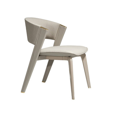 Modern Luxury Square Microfiber Leather Metal Frame Dining Chair Arc Back For Dining Room