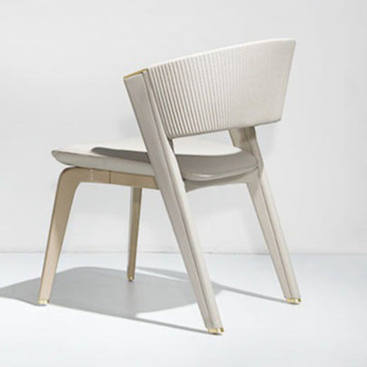 Modern Luxury Square Microfiber Leather Metal Frame Dining Chair Arc Back For Dining Room