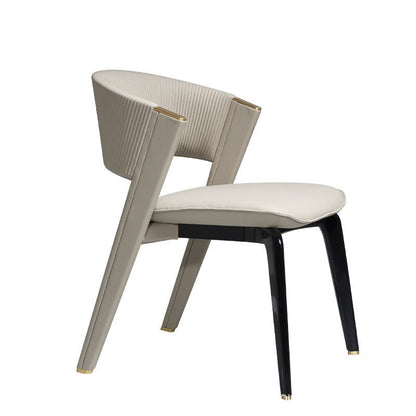 Modern Luxury Square Microfiber Leather Metal Frame Dining Chair Arc Back For Dining Room
