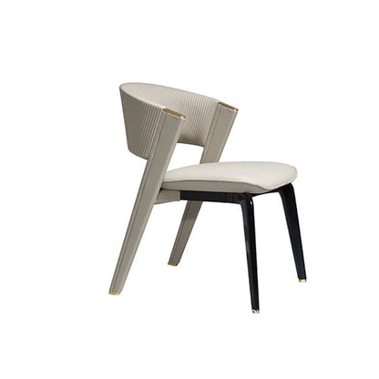 Modern Luxury Square Microfiber Leather Metal Frame Dining Chair Arc Back For Dining Room