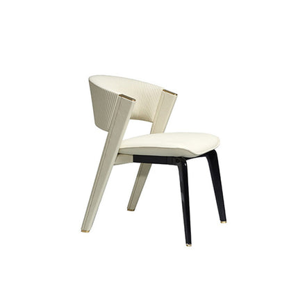 Modern Luxury Square Microfiber Leather Metal Frame Dining Chair Arc Back For Dining Room