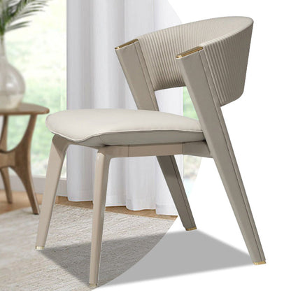 Modern Luxury Square Microfiber Leather Metal Frame Dining Chair Arc Back For Dining Room