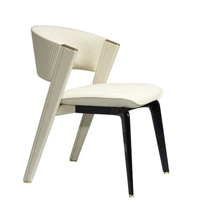 Modern Luxury Square Microfiber Leather Metal Frame Dining Chair Arc Back For Dining Room