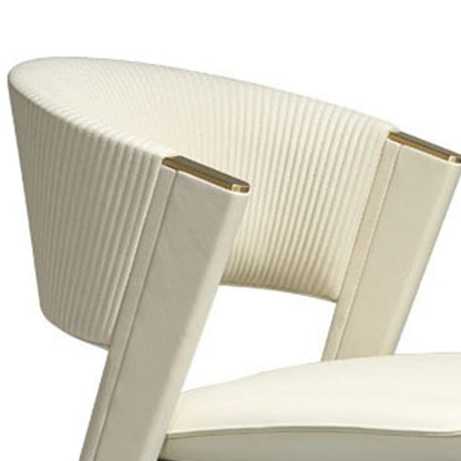 Modern Luxury Square Microfiber Leather Metal Frame Dining Chair Arc Back For Dining Room