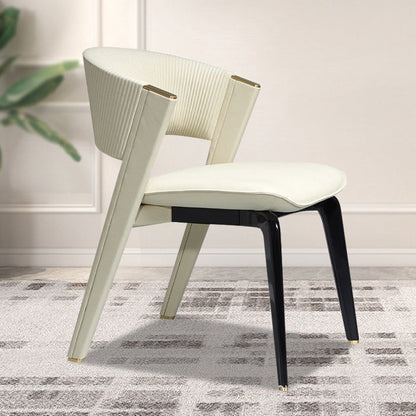 Modern Luxury Square Microfiber Leather Metal Frame Dining Chair Arc Back For Dining Room