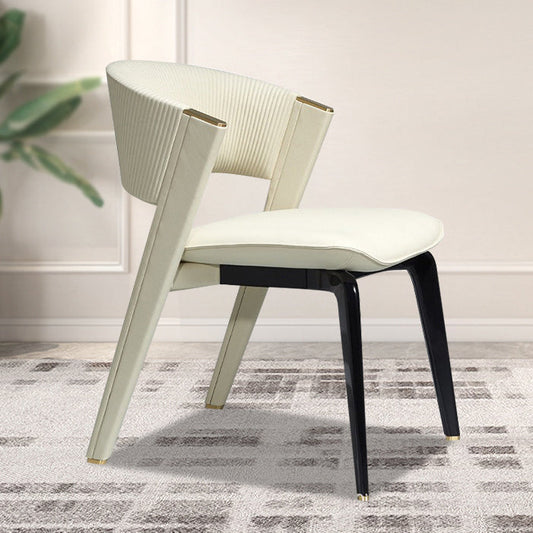 Modern Luxury Square Microfiber Leather Metal Frame Dining Chair Arc Back For Dining Room