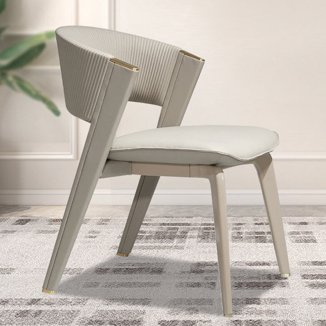 Modern Luxury Square Microfiber Leather Metal Frame Dining Chair Arc Back For Dining Room
