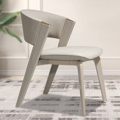 Modern Luxury Square Microfiber Leather Metal Frame Dining Chair Arc Back For Dining Room