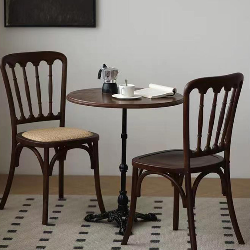 Contemporary Retro Square Rattan Weaving Seat Solid Wood Dining Chair Backrest For Dining Room