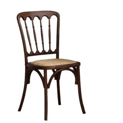 Contemporary Retro Square Rattan Weaving Seat Solid Wood Dining Chair Backrest For Dining Room