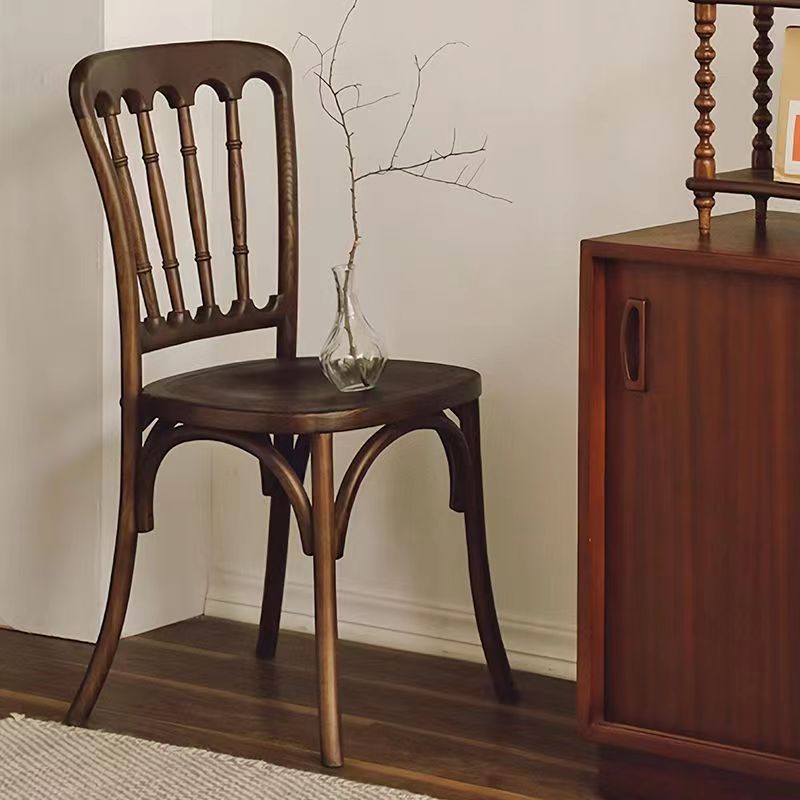 Contemporary Retro Square Rattan Weaving Seat Solid Wood Dining Chair Backrest For Dining Room