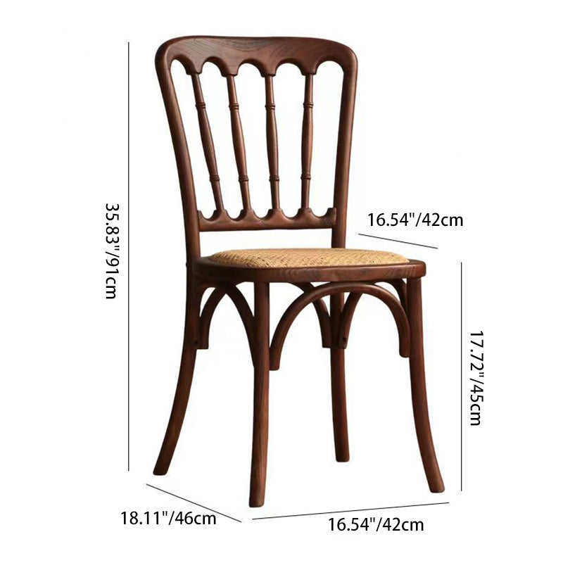 Contemporary Retro Square Rattan Weaving Seat Solid Wood Dining Chair Backrest For Dining Room