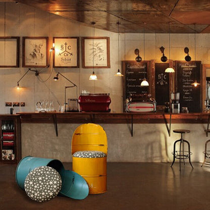 Contemporary Creative Distressed Iron Bucket Bar Stool Arc Back For Dining Room