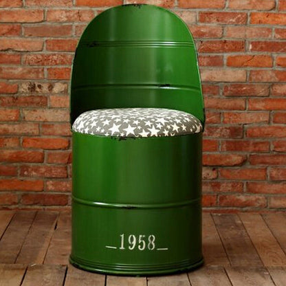 Contemporary Creative Distressed Iron Bucket Bar Stool Arc Back For Dining Room