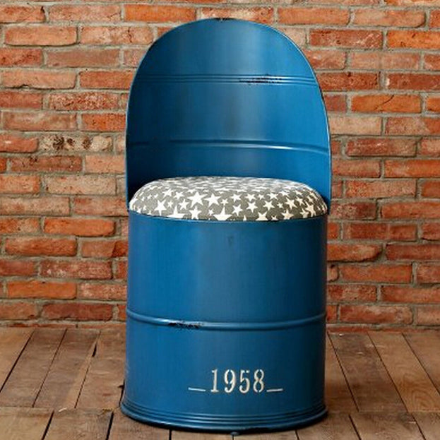 Contemporary Creative Distressed Iron Bucket Bar Stool Arc Back For Dining Room