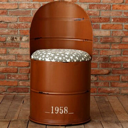 Contemporary Creative Distressed Iron Bucket Bar Stool Arc Back For Dining Room