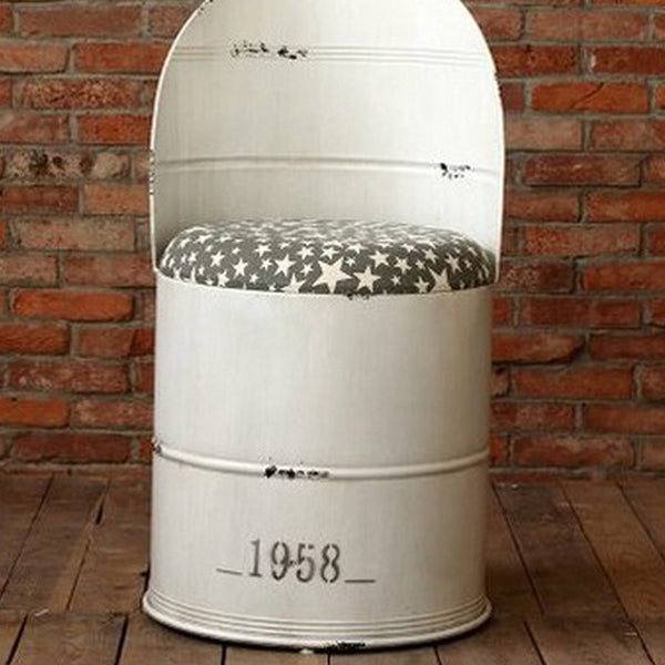 Contemporary Creative Distressed Iron Bucket Bar Stool Arc Back For Dining Room