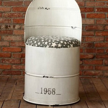 Contemporary Creative Distressed Iron Bucket Bar Stool Arc Back For Dining Room