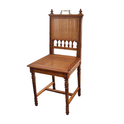 Traditional French Square Solid Wood Rattan Dining Chair Backrest Footrest For Dining Room