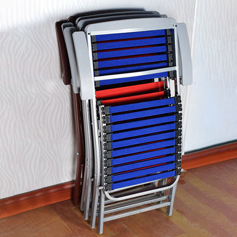 Contemporary Simplicity Square Double Layered Woven Rubber Alloy Frame Foldable Dining Chair Backrest Armrest For Dining Room