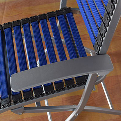 Contemporary Simplicity Square Double Layered Woven Rubber Alloy Frame Foldable Dining Chair Backrest Armrest For Dining Room